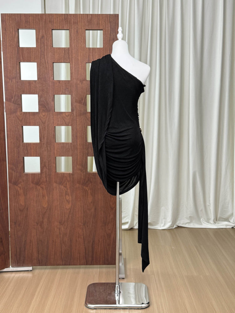 TWOTWINSTYLE Off One Shoulder Ruched Sexy Dress