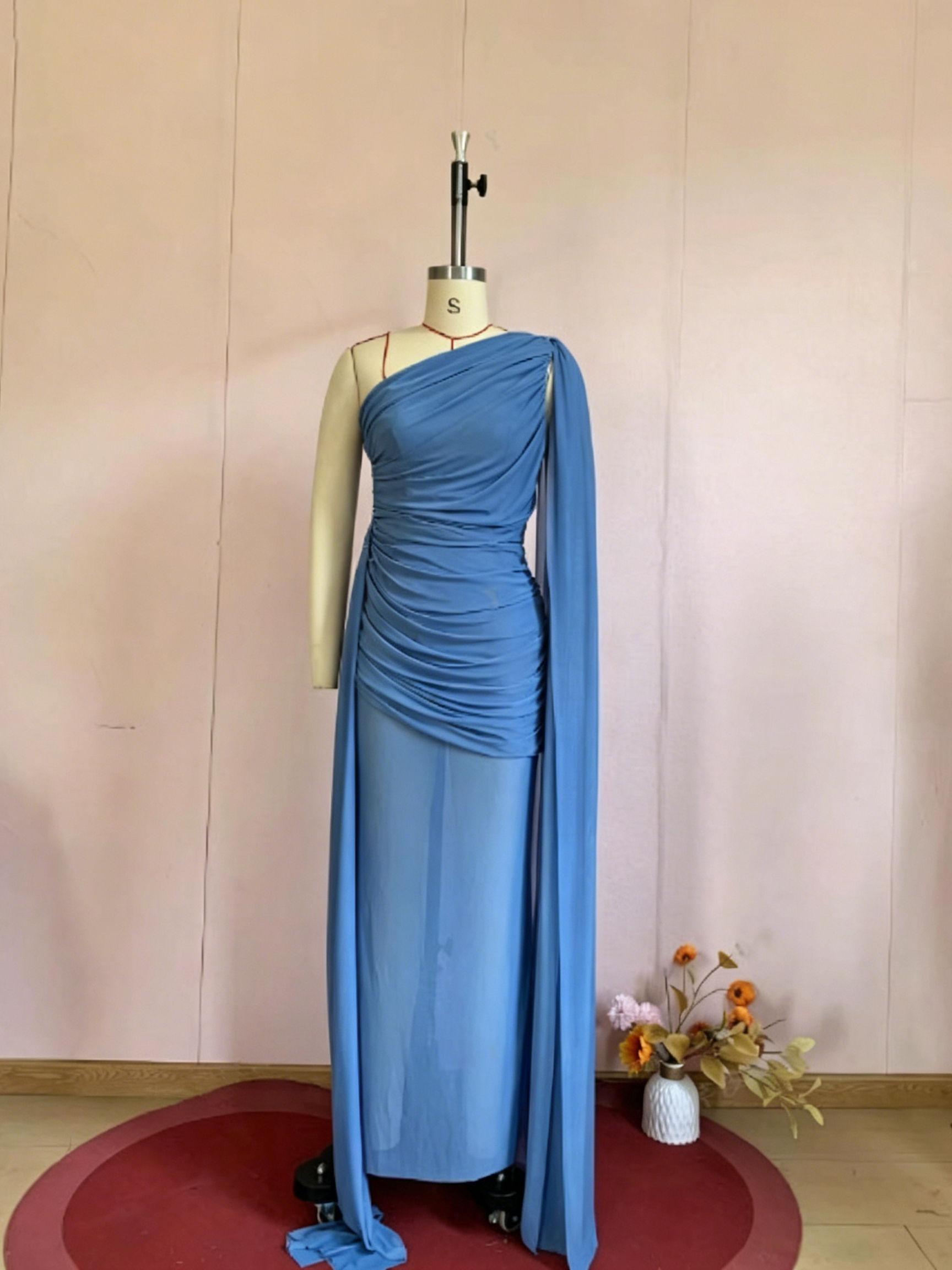 TWOTWINSTYLE Off One Shoulder Tunic Patchwork Mesh Elegant Dress
