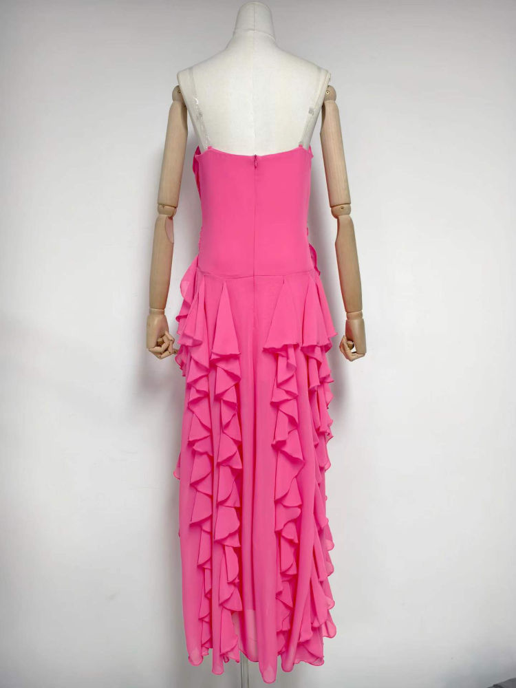 TWOTWINSTYLE Off Shoulder Patchwork Ruffles Designer Dress