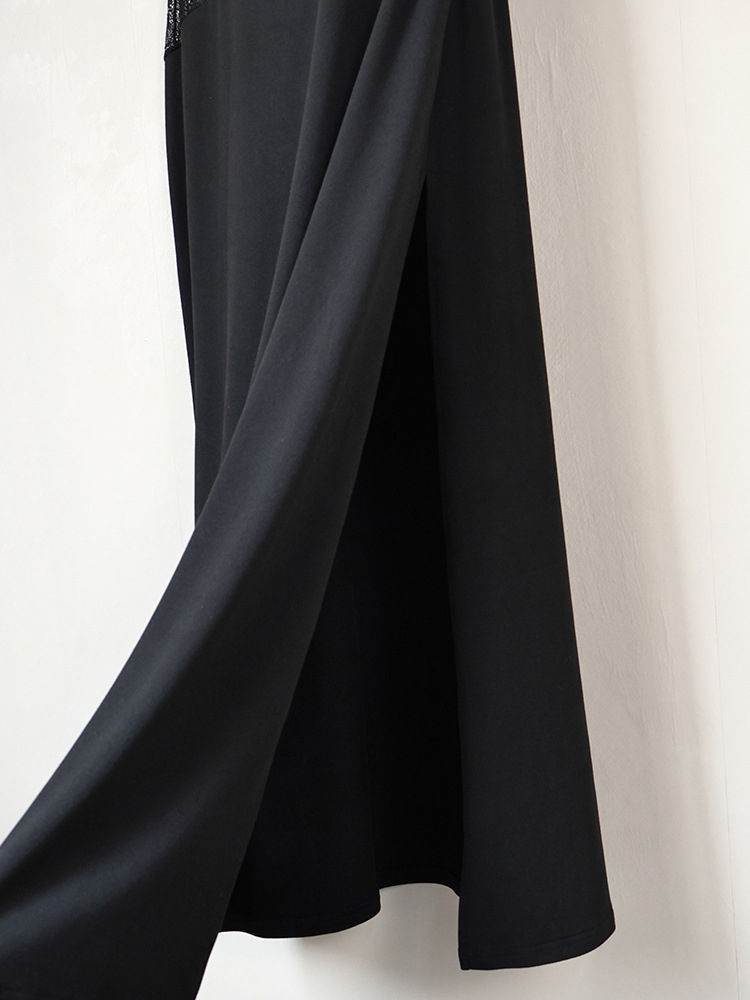 TWOTWINSTYLE Sleeveles Spliced Lace Side Split Vintage Dress