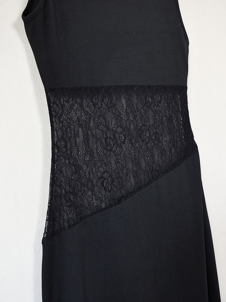 TWOTWINSTYLE Sleeveles Spliced Lace Side Split Vintage Dress