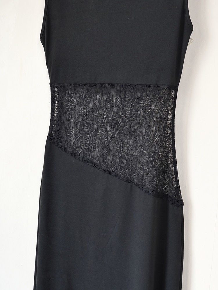TWOTWINSTYLE Sleeveles Spliced Lace Side Split Vintage Dress