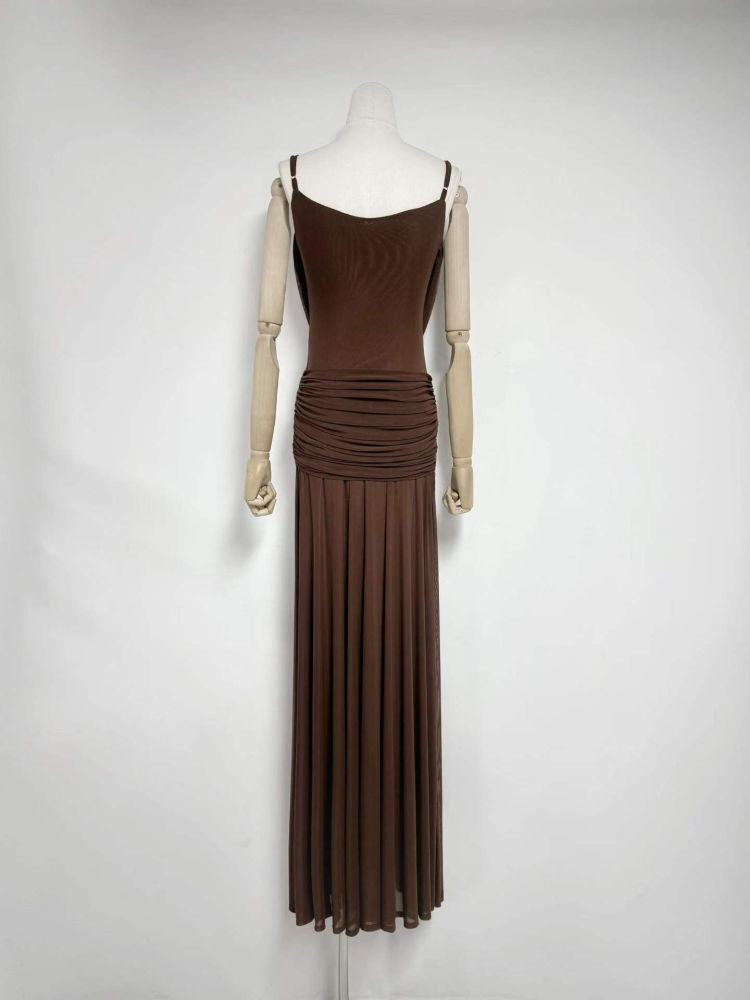 TWOTWINSTYLE Spliced Metal Mesh Ruched Fashion Dress