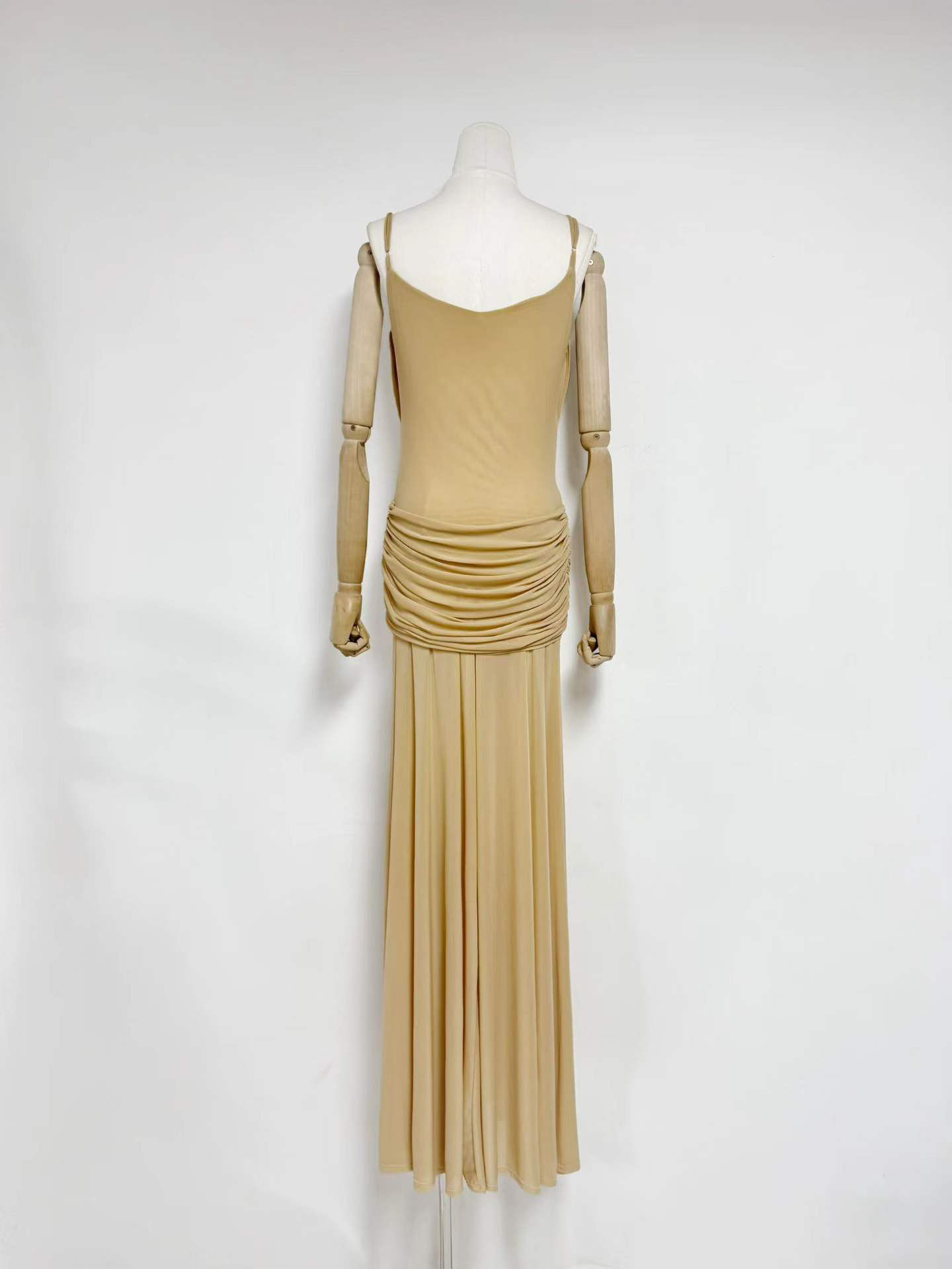 TWOTWINSTYLE Spliced Metal Mesh Ruched Fashion Dress