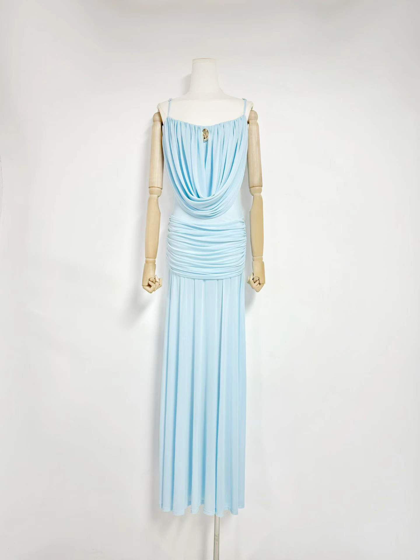TWOTWINSTYLE Spliced Metal Mesh Ruched Fashion Dress