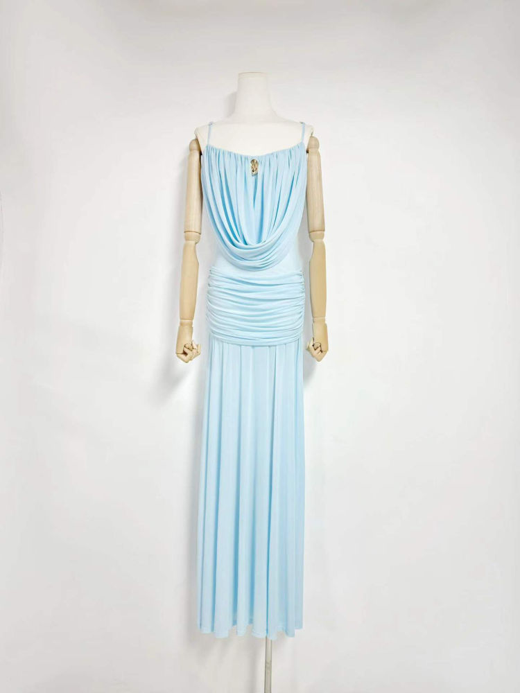 TWOTWINSTYLE Spliced Metal Mesh Ruched Fashion Dress