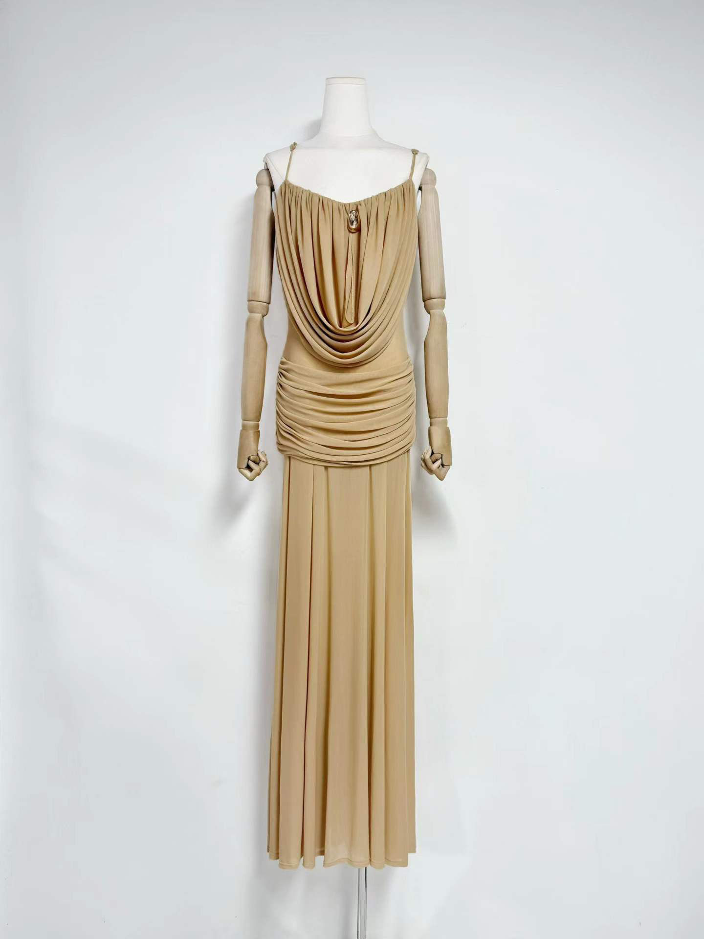 TWOTWINSTYLE Spliced Metal Mesh Ruched Fashion Dress