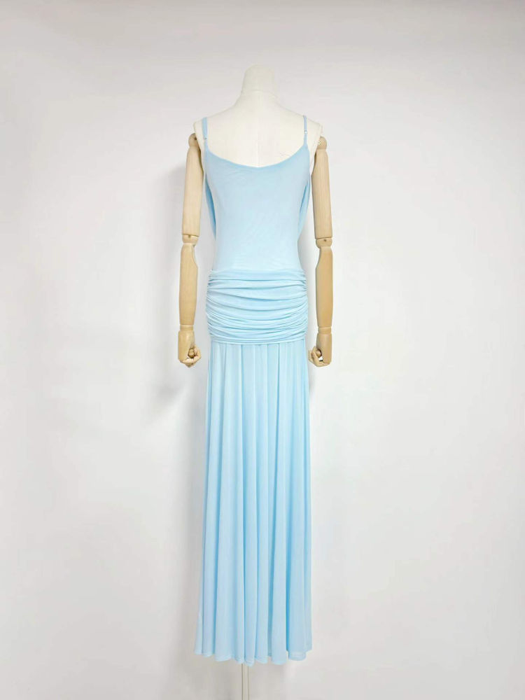 TWOTWINSTYLE Spliced Metal Mesh Ruched Fashion Dress