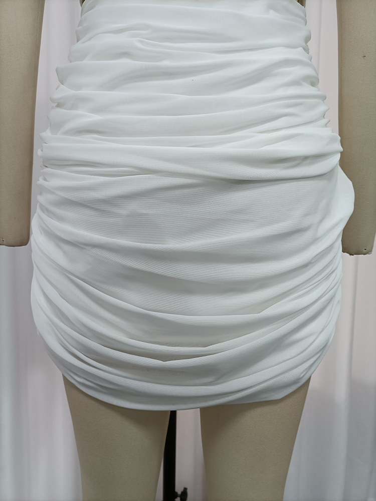 TWOTWINSTYLE Halter Solid Tunic Patchwork Hollow Sexy Mini Dress