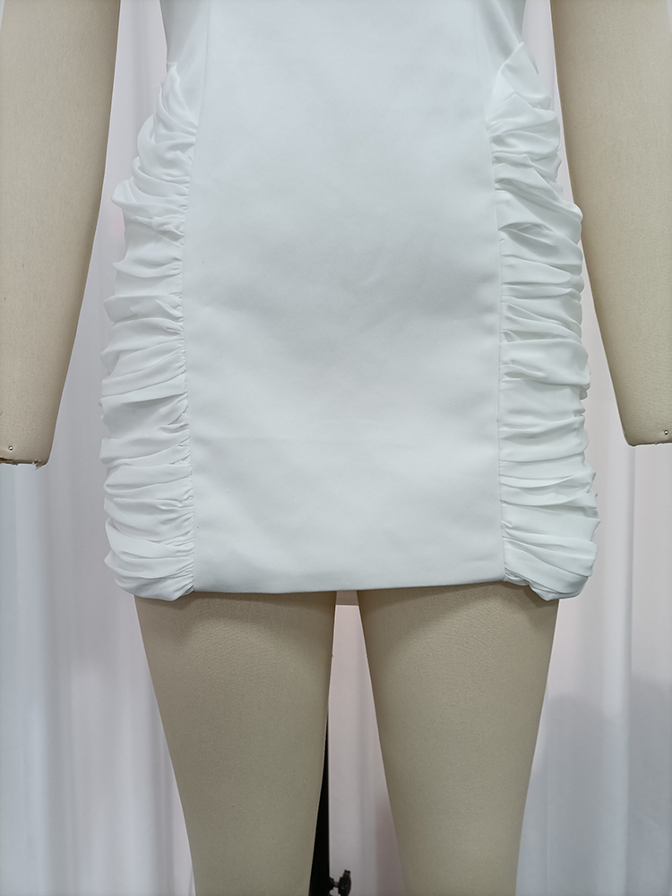 TWOTWINSTYLE Halter Solid Tunic Patchwork Hollow Sexy Mini Dress