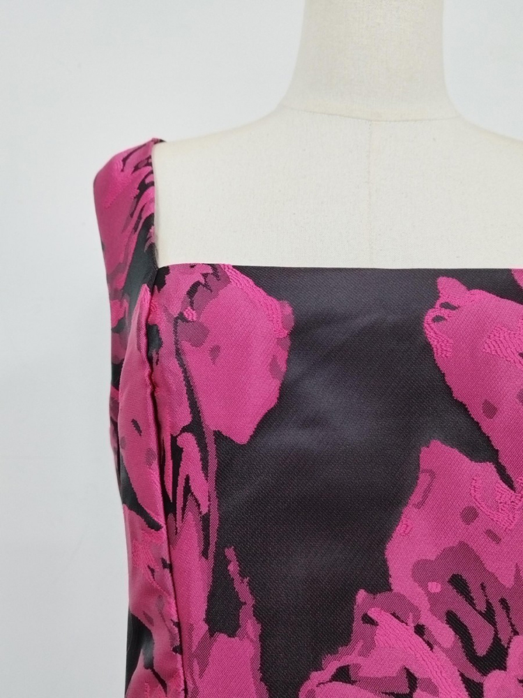 TWOTWINSTYLE Square Neckline Hit Color High Waist Fashion Dress
