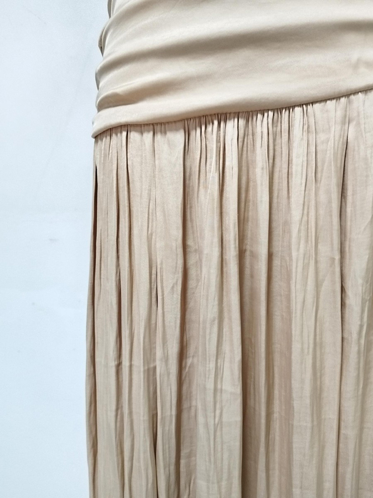 TWOTWINSTYLE Stand Collar Off Shoulder Tunic Pleated Elegant Dress