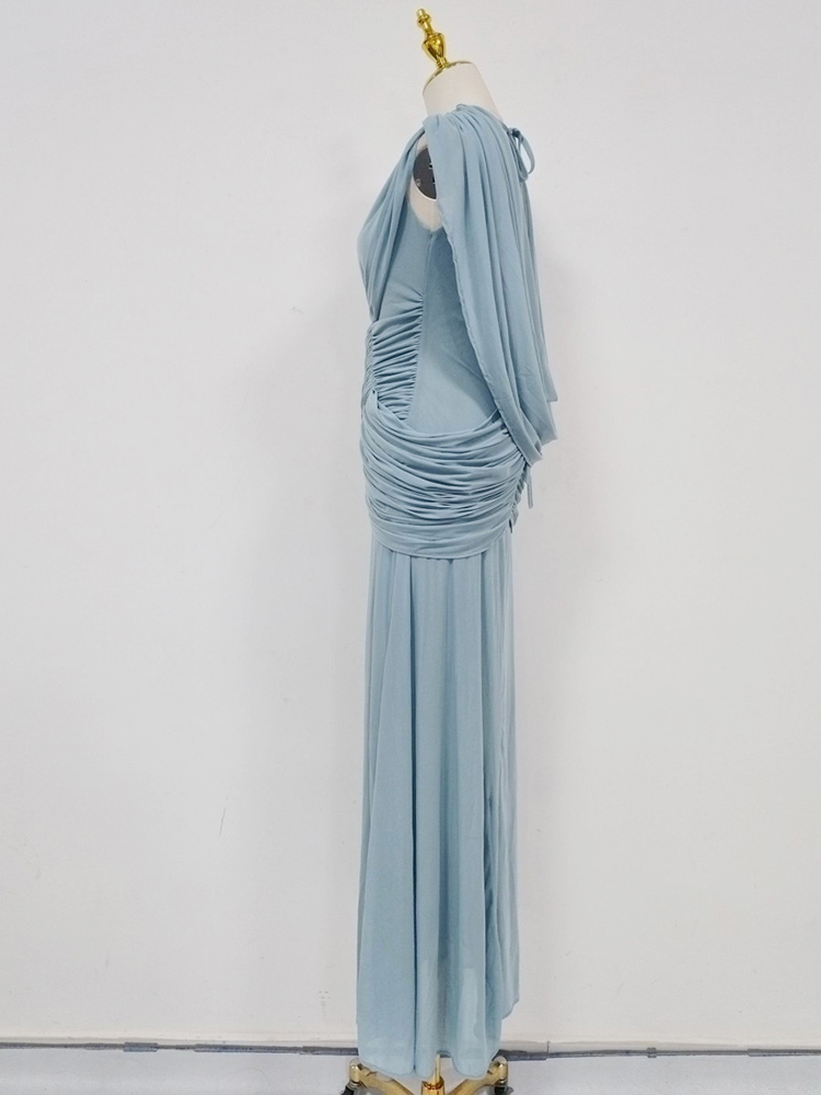 TWOTWINSTYLE V Neck Sleeveles Tunic Pleated Elegant Dress