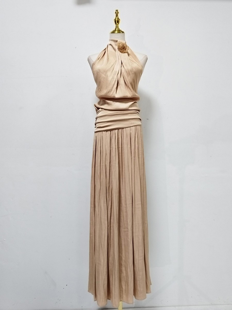 TWOTWINSTYLE Stand Collar Off Shoulder Tunic Pleated Elegant Dress