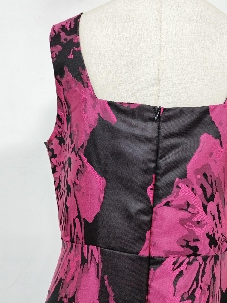 TWOTWINSTYLE Square Neckline Hit Color High Waist Fashion Dress