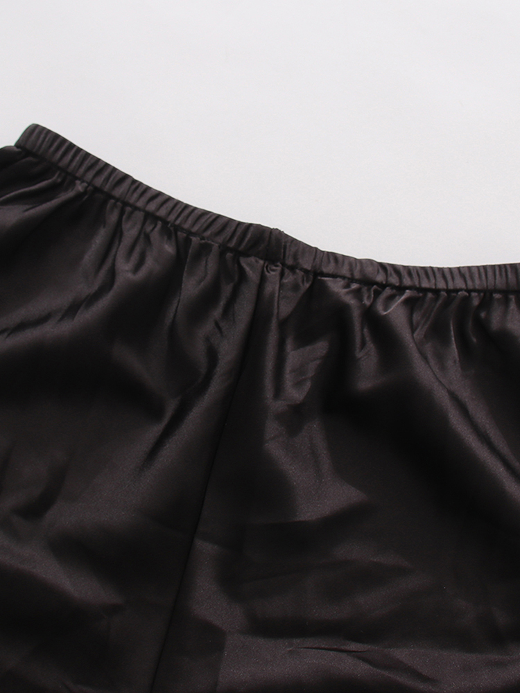 TWOTWINSTYLE Elasticity Satin Spliced Lace Shorts
