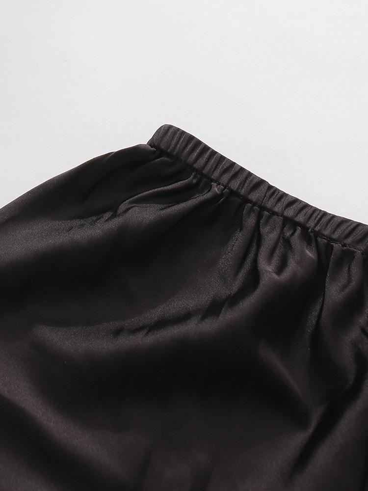 TWOTWINSTYLE Elasticity Satin Spliced Lace Shorts