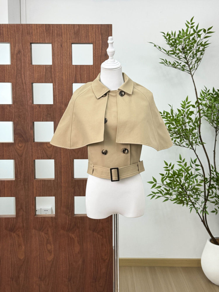 TWOTWINSTYLE Lapel Spliced Shawl Double Breasted Belt Chic Jacket