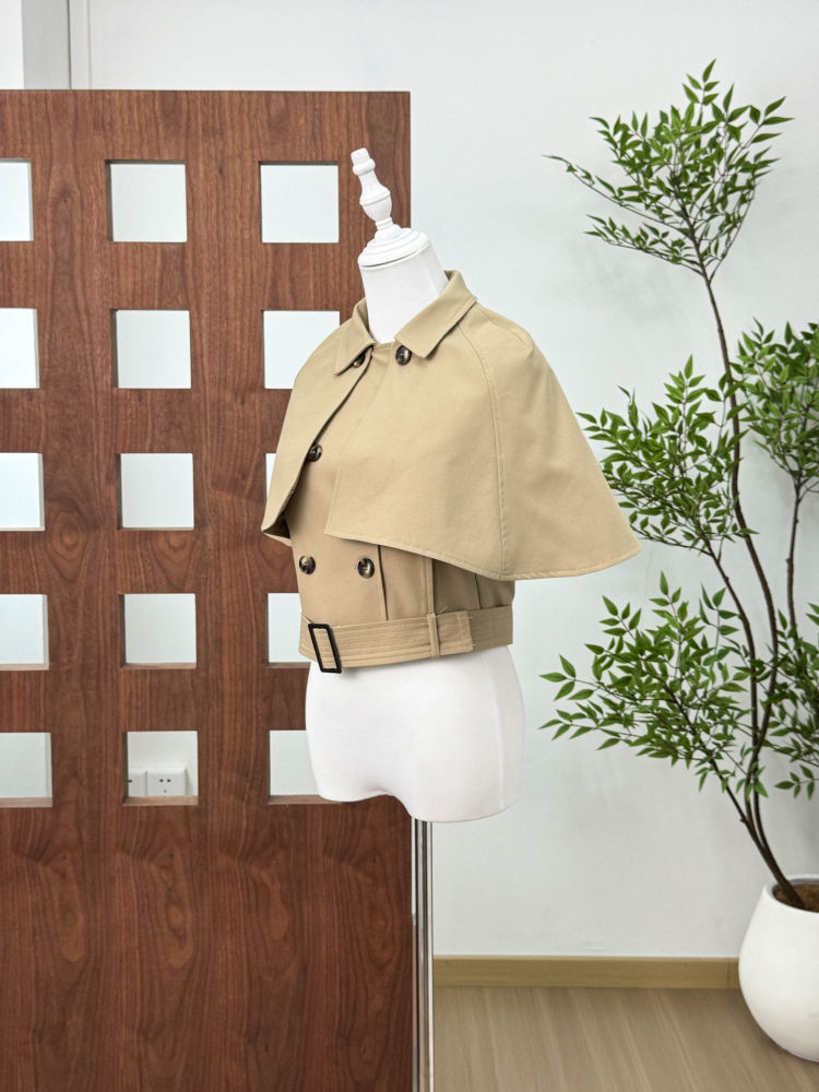 TWOTWINSTYLE Lapel Spliced Shawl Double Breasted Belt Chic Jacket