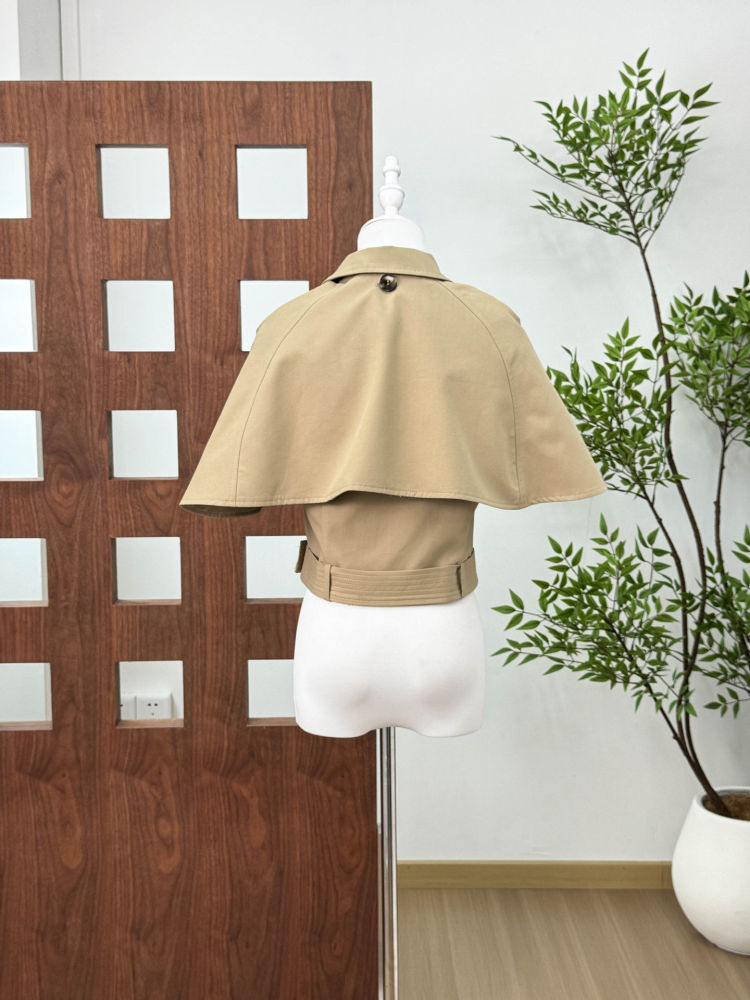 TWOTWINSTYLE Lapel Spliced Shawl Double Breasted Belt Chic Jacket