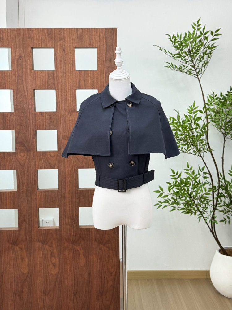 TWOTWINSTYLE Lapel Spliced Shawl Double Breasted Belt Chic Jacket