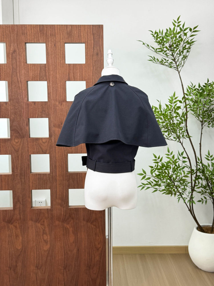 TWOTWINSTYLE Lapel Spliced Shawl Double Breasted Belt Chic Jacket