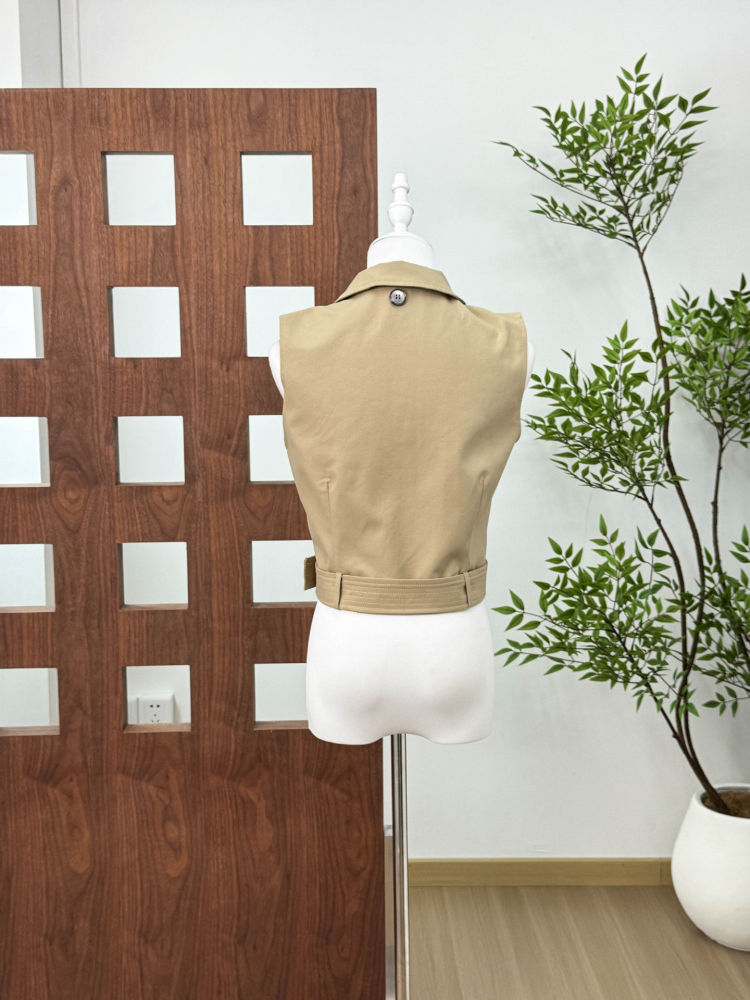 TWOTWINSTYLE Lapel Spliced Shawl Double Breasted Belt Chic Jacket