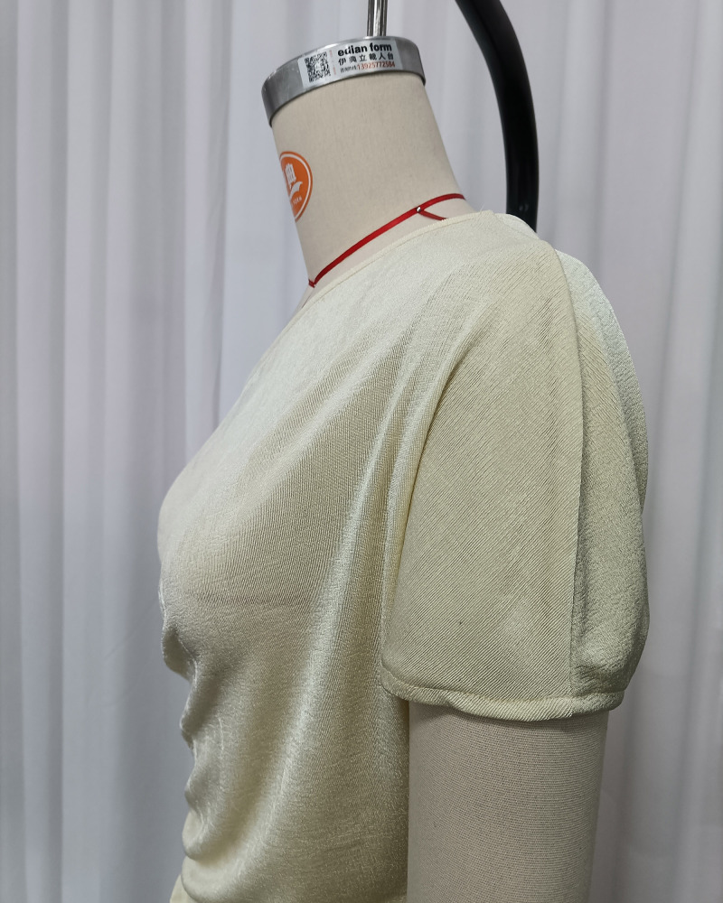 TWOTWINSTYLE Off Shoulder Ruched Tunic Irregular Fashion T-Shirt