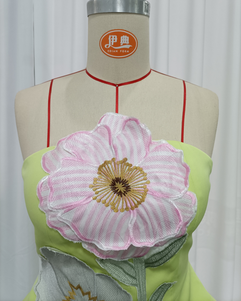 TWOTWINSTYLE Patchwork Flower Embroidery Tunic Sexy Tube Top