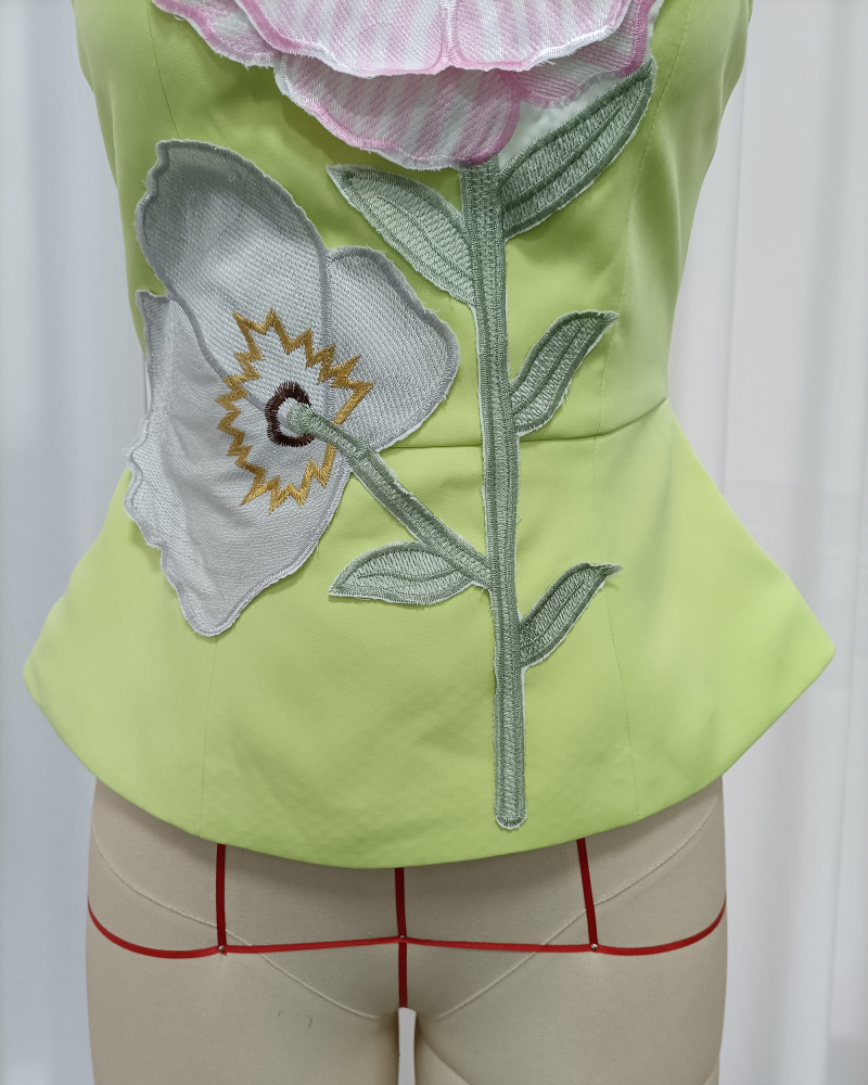TWOTWINSTYLE Patchwork Flower Embroidery Tunic Sexy Tube Top