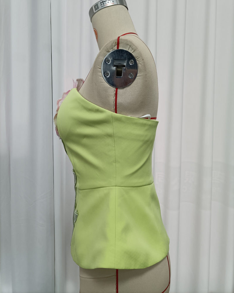TWOTWINSTYLE Patchwork Flower Embroidery Tunic Sexy Tube Top