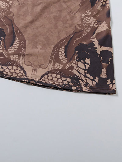 TWOTWINSTYLE Patchwork Print Backless Tunic Slimming Dress
