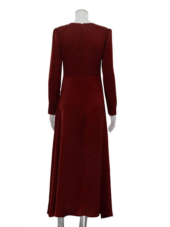 TWOTWINSTYLE Round Neck Long Sleeve Patchwork Lace Vintage Dress