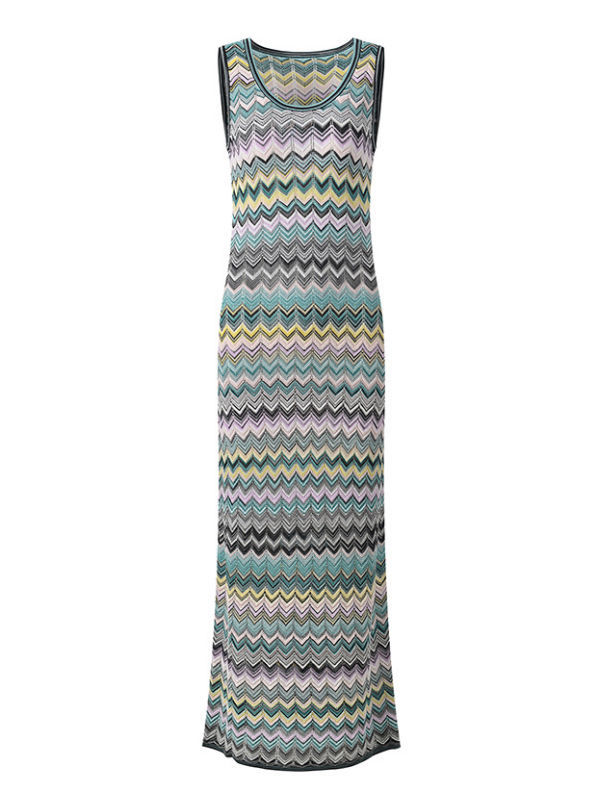 TWOTWINSTYLE Round Neck Sleeveles Hit Color Slimming Dress