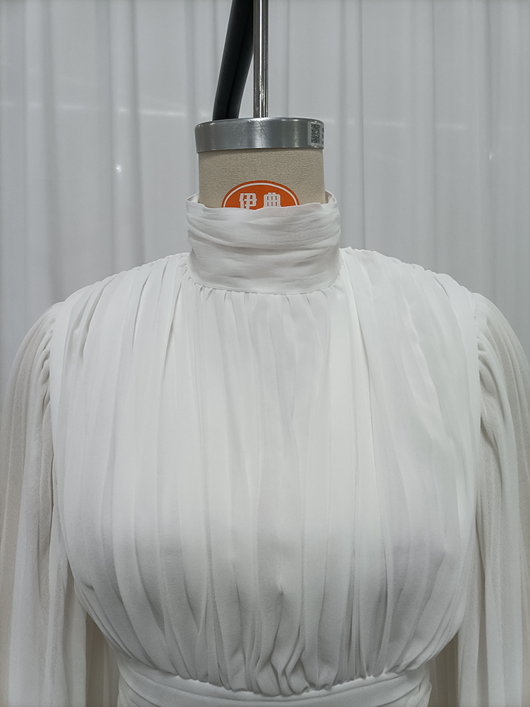 TWOTWINSTYLE Solid High Neck Irregular Sleeves Tunic Elegant Dress