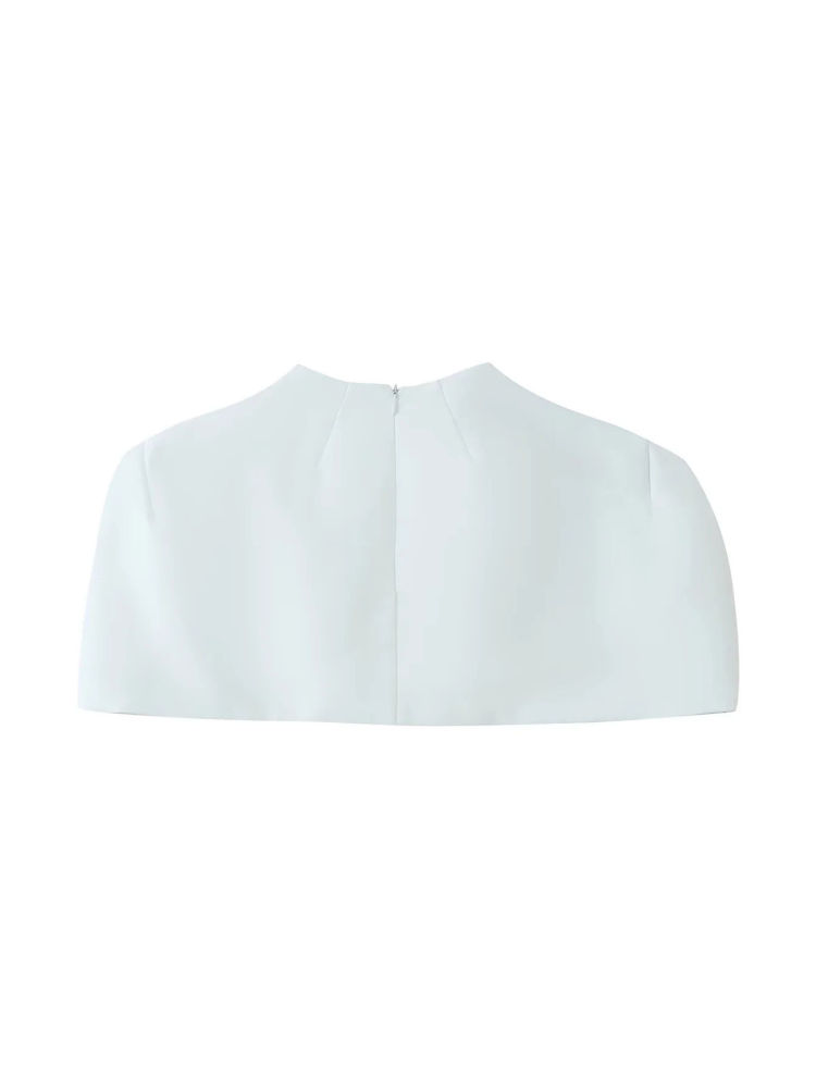 TWOTWINSTYLE Solid Stand Collar Shawl Sleeveles Tunic Skirt Fashion Set