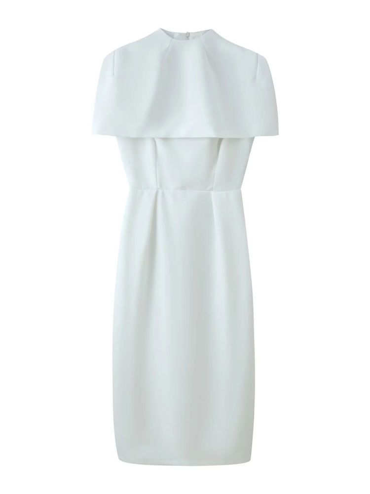 TWOTWINSTYLE Solid Stand Collar Shawl Sleeveles Tunic Skirt Fashion Set