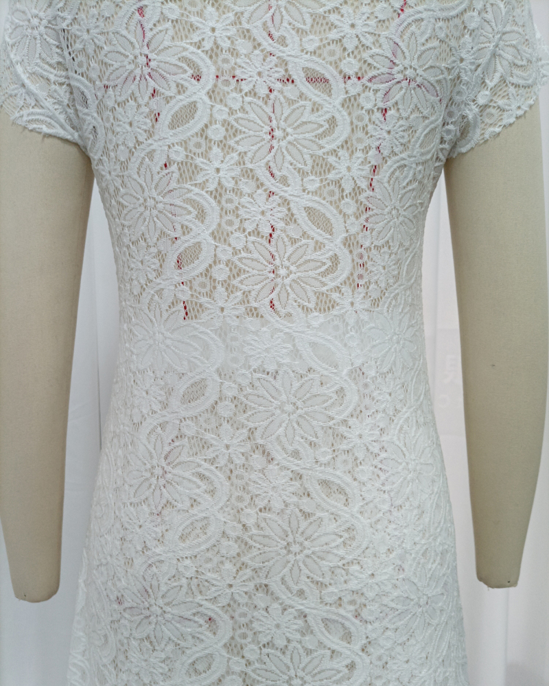 TWOTWINSTYLE Stand Collar Asymmetrical Top High Waist Lace Pants Chic Set