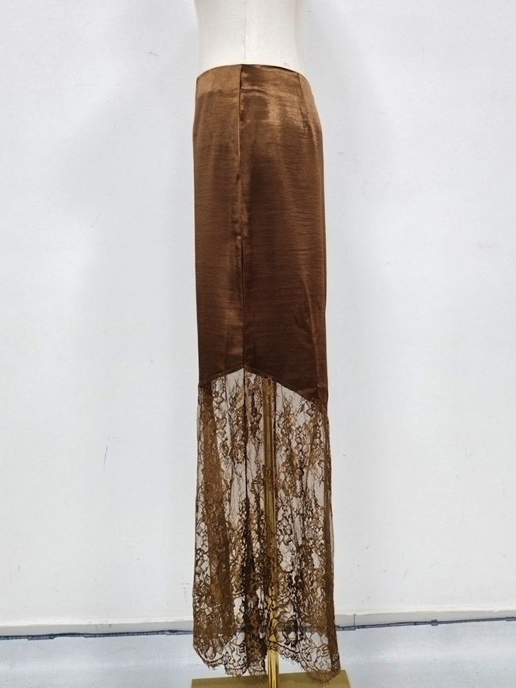 TWOTWINSTYLE Minimalist Spliced Lace Slimming Skirt
