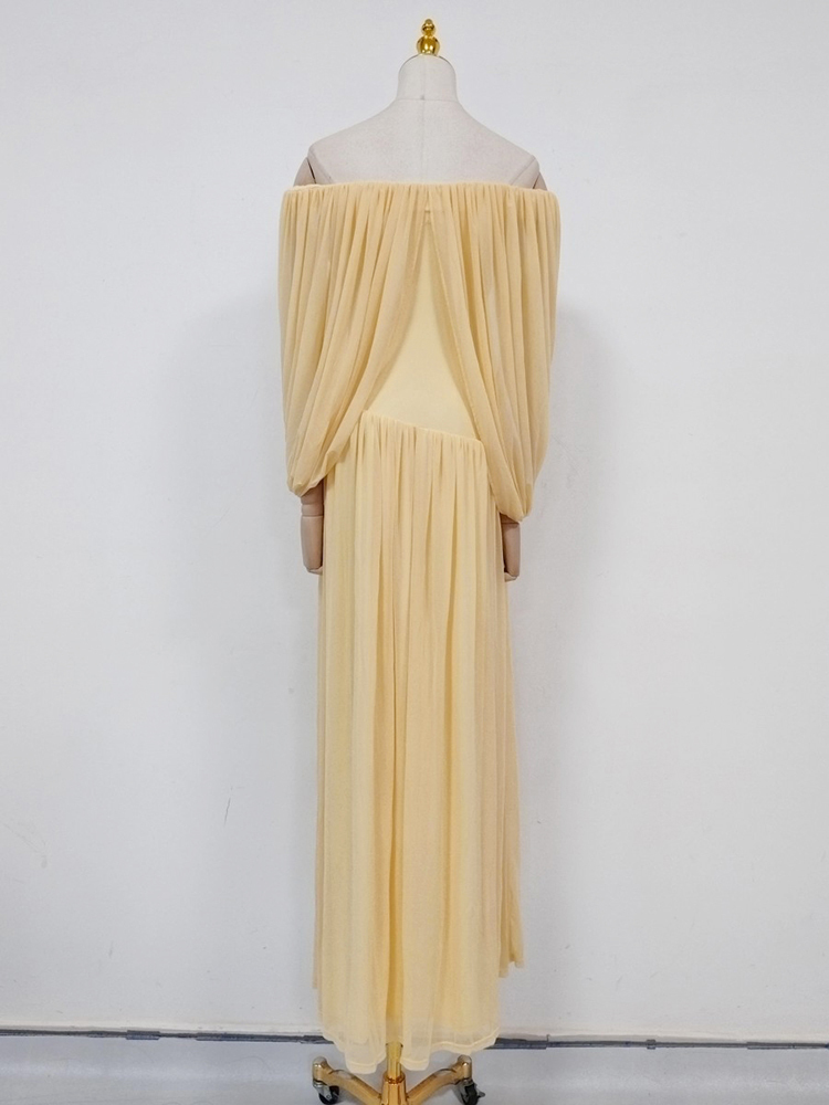 TWOTWINSTYLE Solid Sleeveles Off Shoulder Ruched Designer Dress
