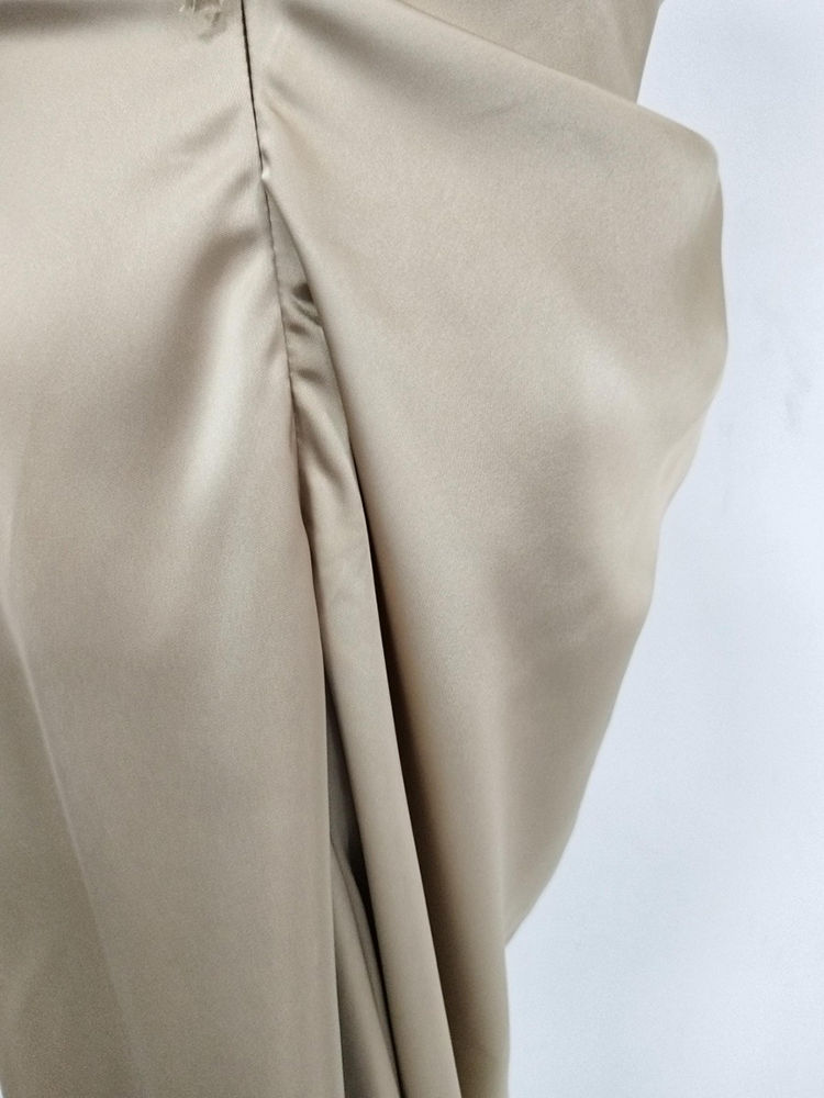 TWOTWINSTYLE Stand Collar Off Shoulder Ruched Vintage Dress