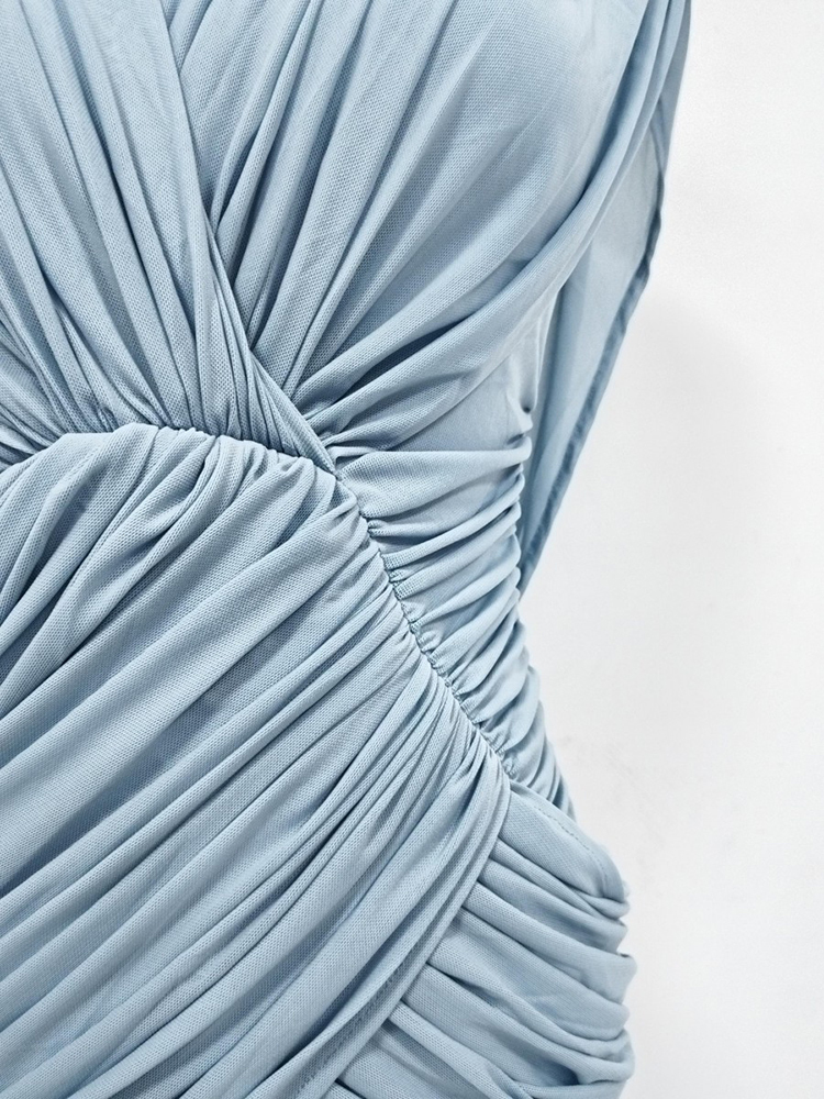 TWOTWINSTYLE V Neck Sleeveles Tunic Pleated Elegant Dress