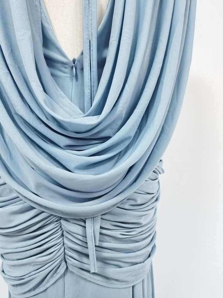 TWOTWINSTYLE V Neck Sleeveles Tunic Pleated Elegant Dress