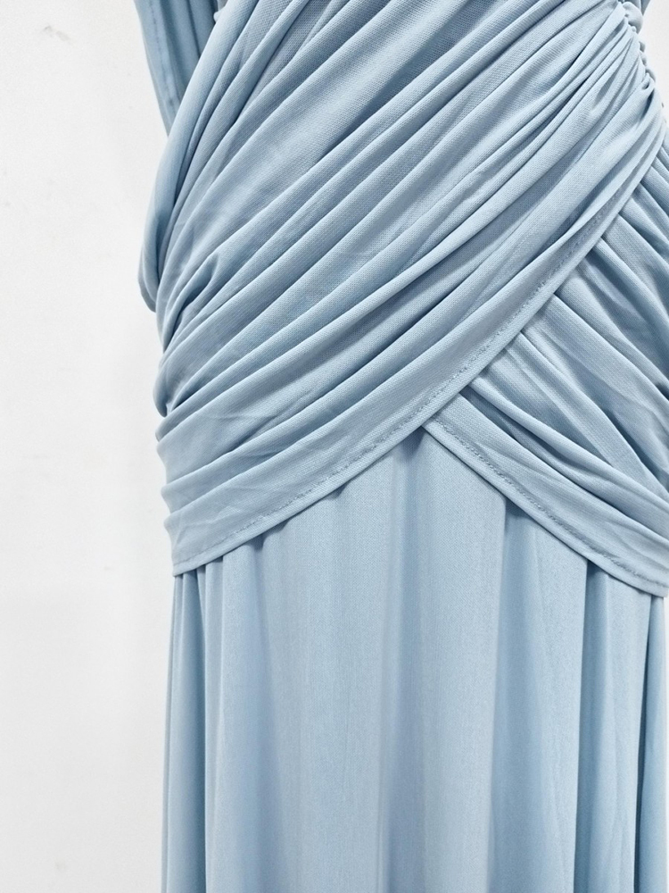 TWOTWINSTYLE V Neck Sleeveles Tunic Pleated Elegant Dress