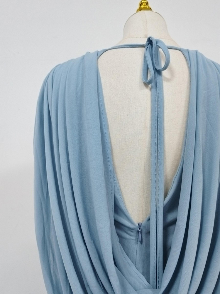 TWOTWINSTYLE V Neck Sleeveles Tunic Pleated Elegant Dress