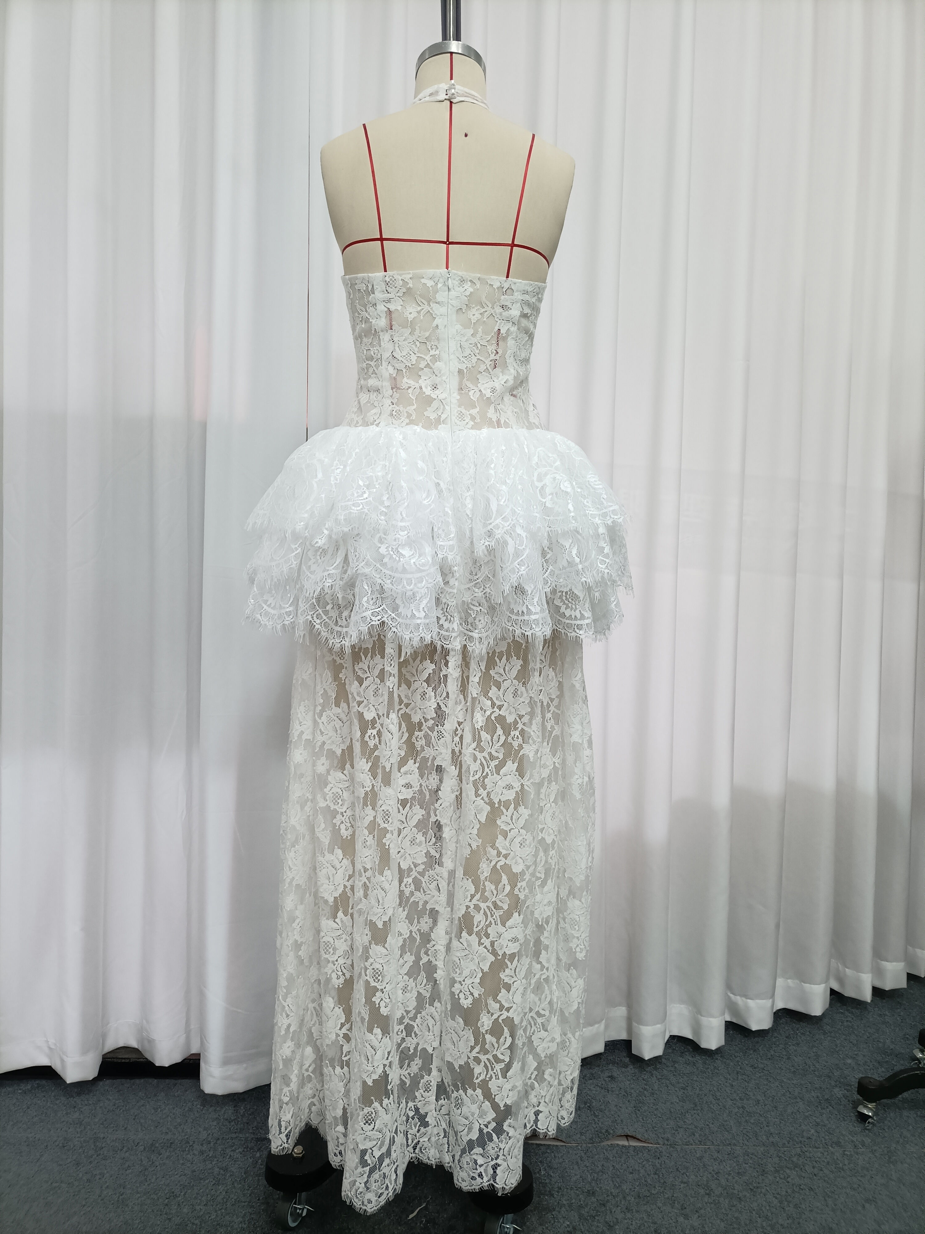 TWOTWINSTYLE Backless Patchwork Lace Tunic Elegant Dress