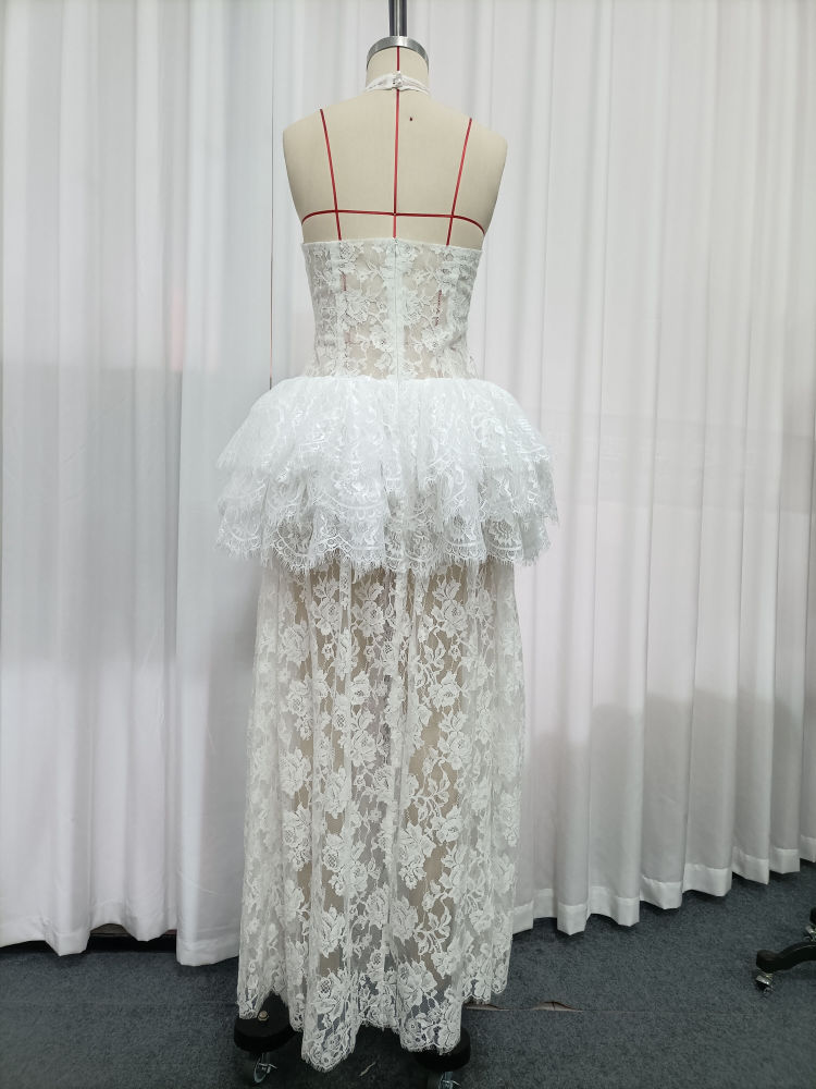 TWOTWINSTYLE Backless Patchwork Lace Tunic Elegant Dress