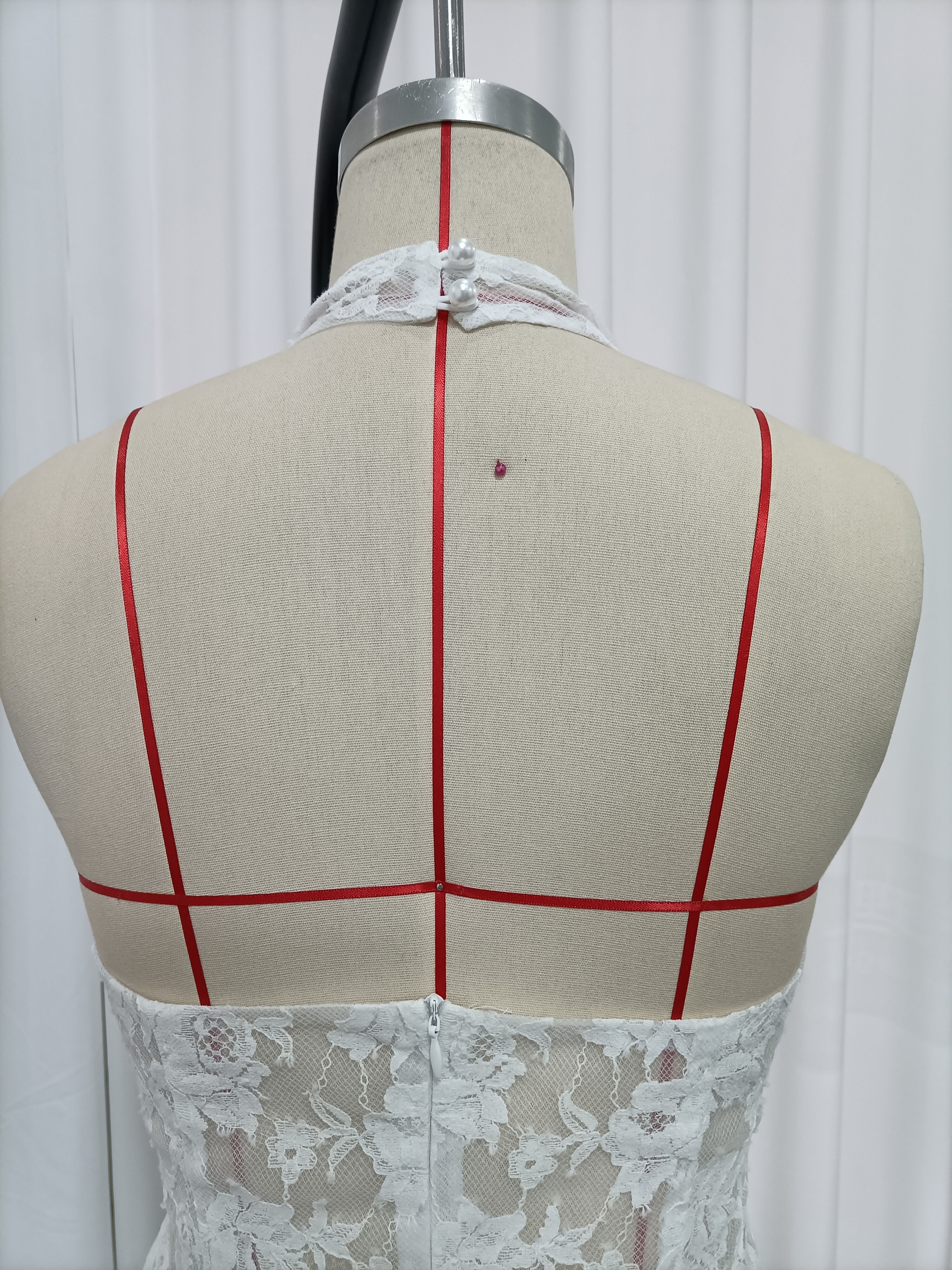 TWOTWINSTYLE Backless Patchwork Lace Tunic Elegant Dress