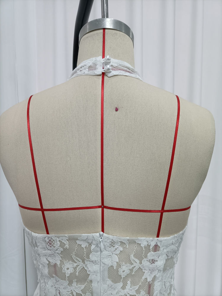 TWOTWINSTYLE Backless Patchwork Lace Tunic Elegant Dress