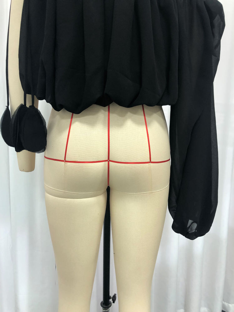 TWOTWINSTYLE Off Shoulder One Sleeve Pleated Chic Crop Shirt